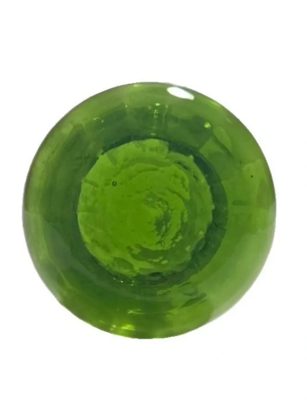 Vintage Green Art Glass Bud Vase 6” Hand Blown Scalloped Rim Mid Century MCM